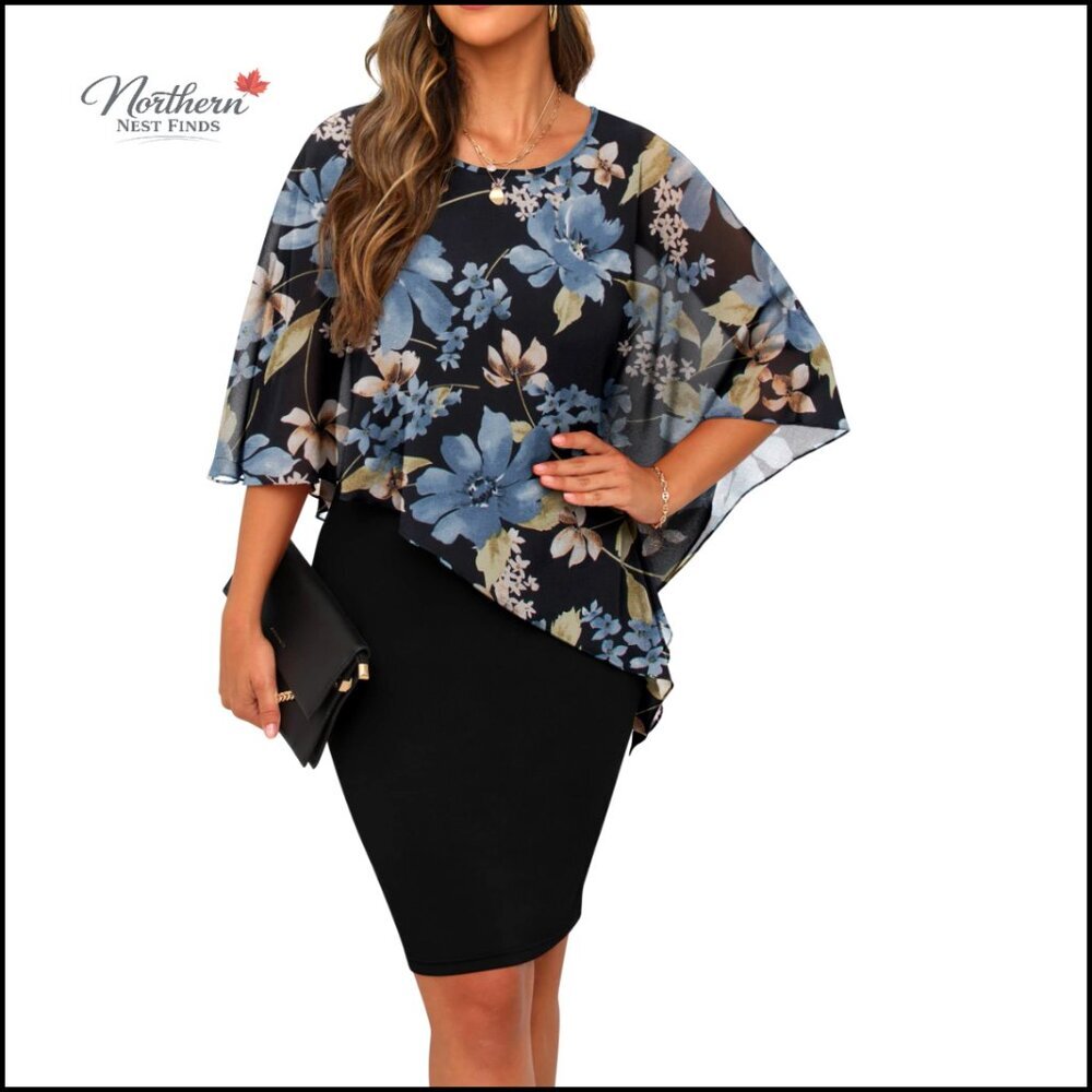 Chiffon Summer Casual Loose Knee Length Flowy Elegant Dress